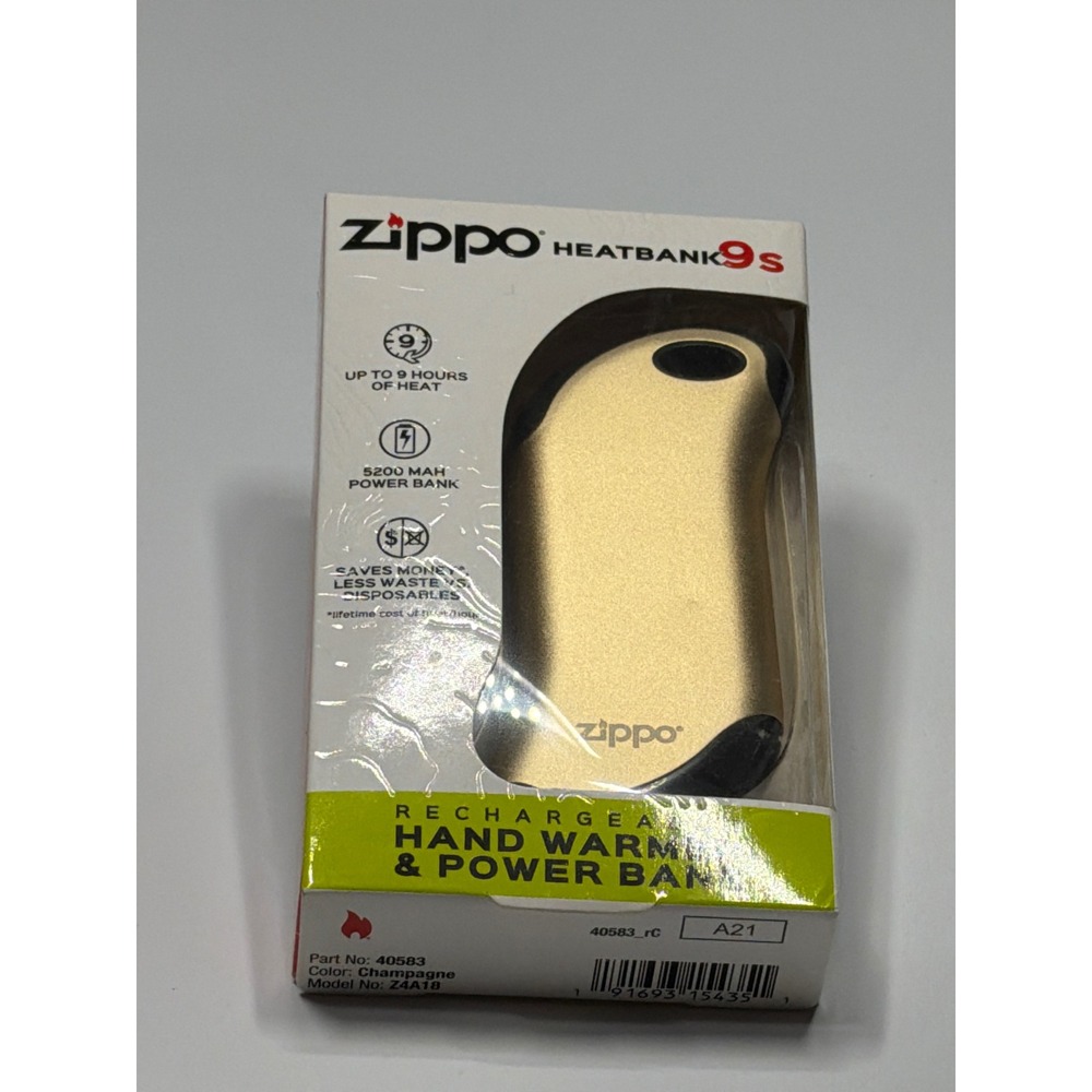 Zippo HeatBank 9s Rechargeable Hand Warmer Power Bank‎ Champagne 40583 Z4A18 NEW